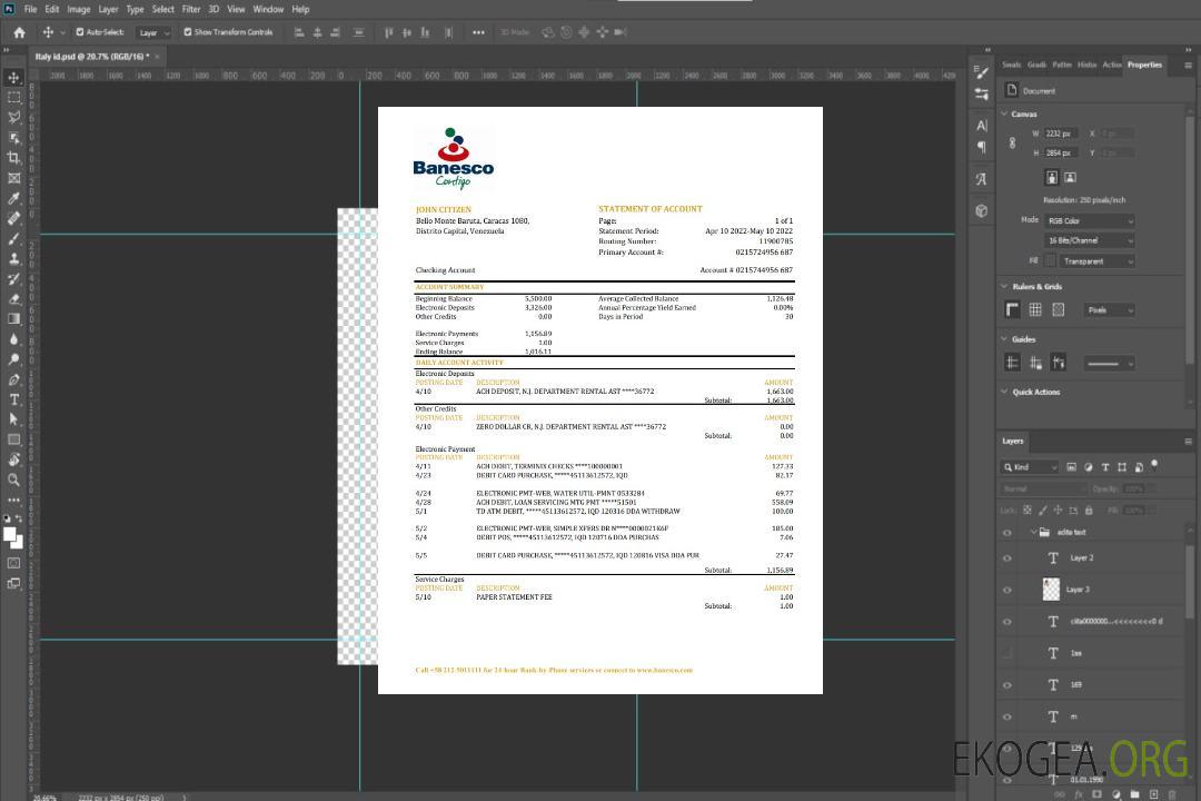 Relevé bancaire Venezuela Banesco template Relevé bancaire Venezuela Banesco template